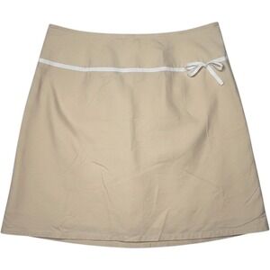 GAP Skirt Womens 16 Tan Cotton Blend Ribbon Bow Accent Casual A-Line Mini